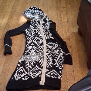 VENUS Black and Cream Hooded Cardigan